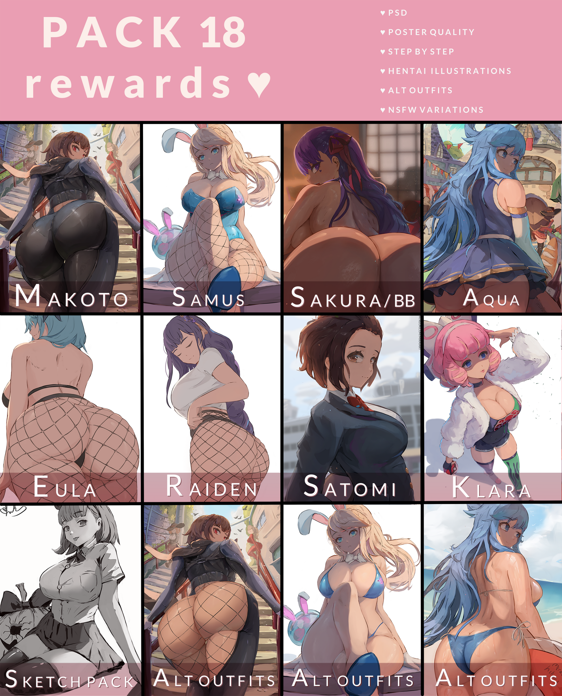 full pack details on Mirai hikari art's term 18 patreon rewards pack